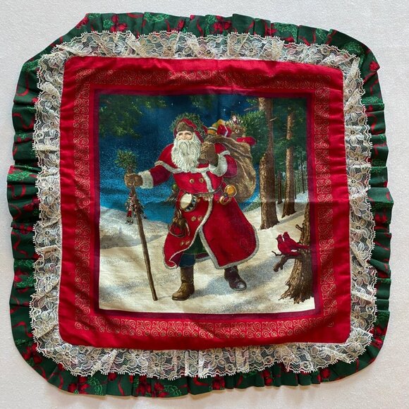 Christmas Pillow Slips Shams Holiday Decoration Xmas Decor 1990s Santa Claus - Picture 5 of 7
